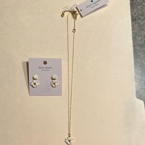 NWT Kate Spade Gold and White Precious Pansy Floral Jewelry Set